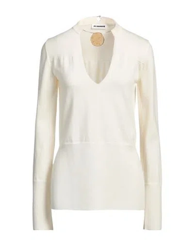 Jil Sander Woman Sweater Ivory Size 4 Virgin Wool In White