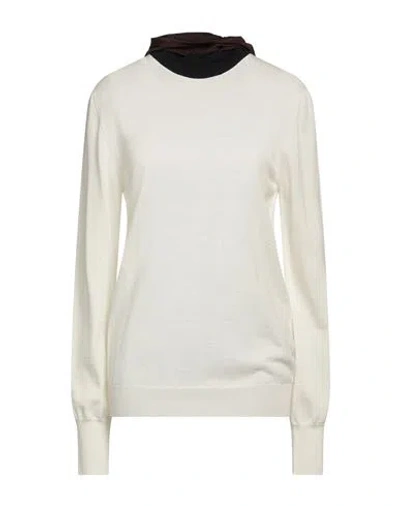 Jil Sander Woman Turtleneck Ivory Size 4 Virgin Wool, Viscose, Polyester, Silk In White