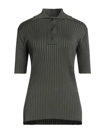 Jil Sander Woman Sweater Military Green Size 8 Viscose, Polyamide, Elastane