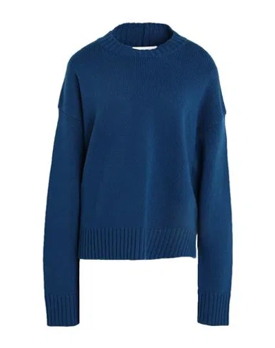 Jil Sander Woman Sweater Slate Blue Size 8 Cashmere, Cotton, Polyamide