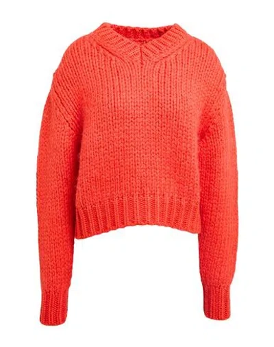 Jil Sander Woman Sweater Tomato Red Size 12 Virgin Wool, Alpaca Wool