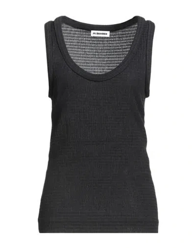 Jil Sander Woman Tank Top Black Size 10 Polyester, Cotton, Elastane