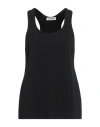 Jil Sander Woman Tank Top Black Size 4 Viscose, Polyamide, Polyester, Elastane