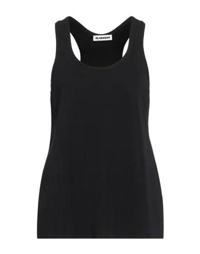 Jil Sander Woman Tank Top Black Size 4 Viscose, Polyamide, Polyester, Elastane