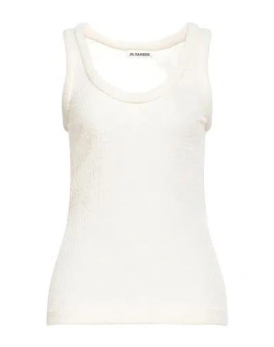 Jil Sander Woman Tank Top Cream Size 2 Polyester, Cotton, Elastane In White