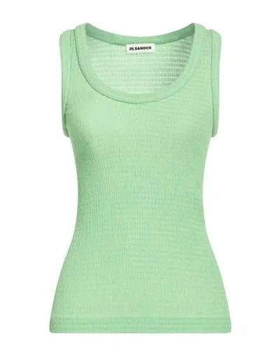 Jil Sander Woman Tank Top Green Size 4 Polyester, Cotton, Elastane In Neutral