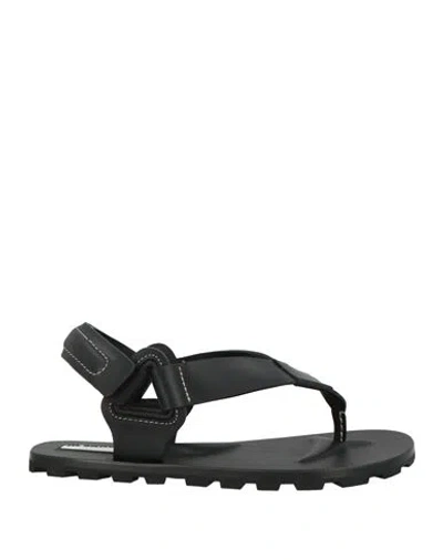Jil Sander Woman Thong Sandal Black Size 7 Leather
