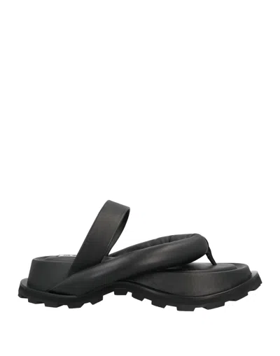 Jil Sander Toe Strap Sandals In Black