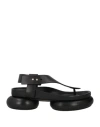 Jil Sander Woman Thong Sandal Black Size 8 Leather