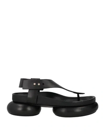 Jil Sander Woman Thong Sandal Black Size 8 Leather