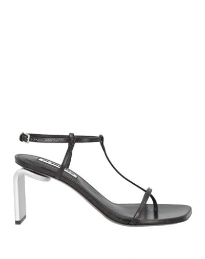 Jil Sander Woman Thong Sandal Black Size 8 Leather In Animal Print