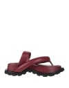 Jil Sander Woman Thong Sandal Burgundy Size 8 Leather