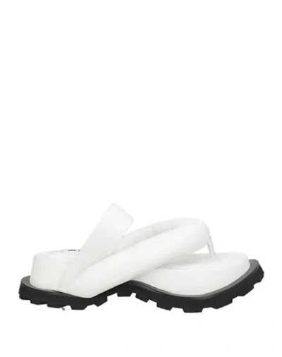 Jil Sander Woman Thong Sandal White Size 5 Leather