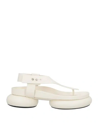 Jil Sander Woman Thong Sandal White Size 7 Leather