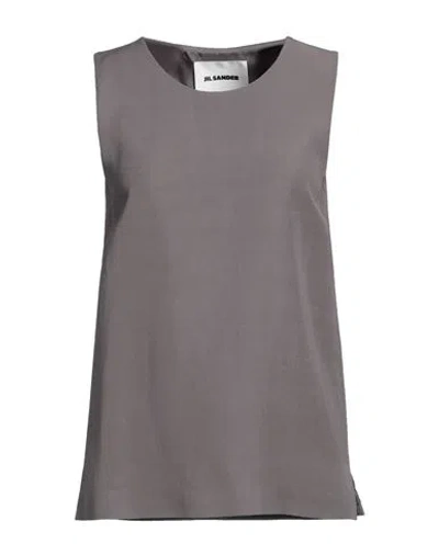 Jil Sander Woman Top Dove Grey Size 10 Viscose, Linen