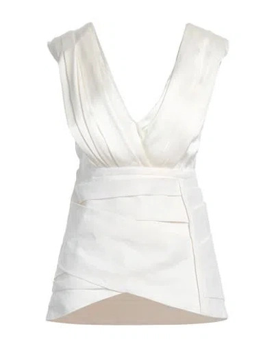 Jil Sander Woman Top Ivory Size 2 Silk In White