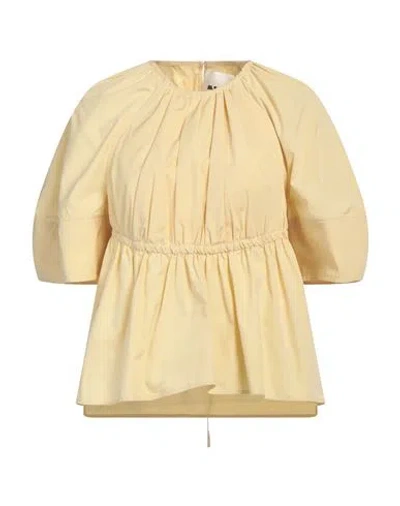 Jil Sander Woman Top Light Yellow Size 4 Cotton