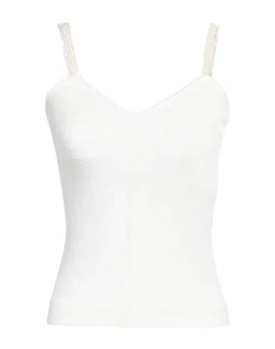 Jil Sander Woman Top White Size 8 Viscose, Polyamide, Elastane