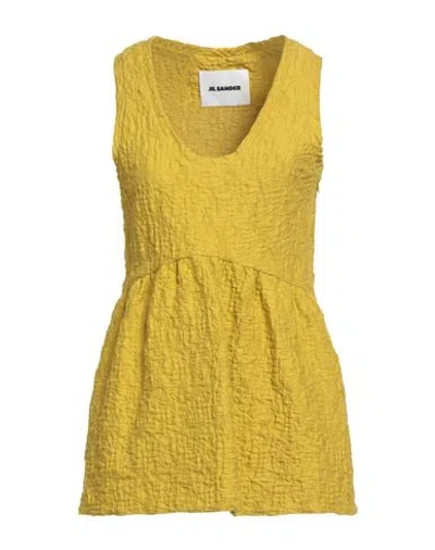 Jil Sander Woman Top Yellow Size 2 Cotton, Polyamide, Elastane