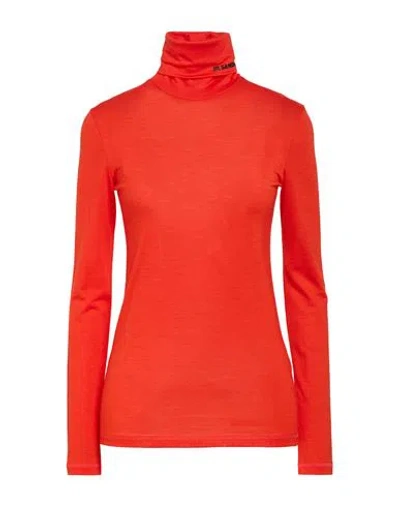 Jil Sander + Woman T-shirt Orange Size L Polyester, Virgin Wool In Red