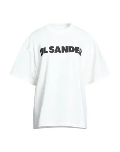 Jil Sander Women White Crewneck T-shirt With Logo Lettering On The Front In Cotton Woman In Gray