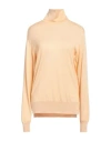 Jil Sander Woman Turtleneck Apricot Size 4 Cashmere, Virgin Wool, Silk In Orange