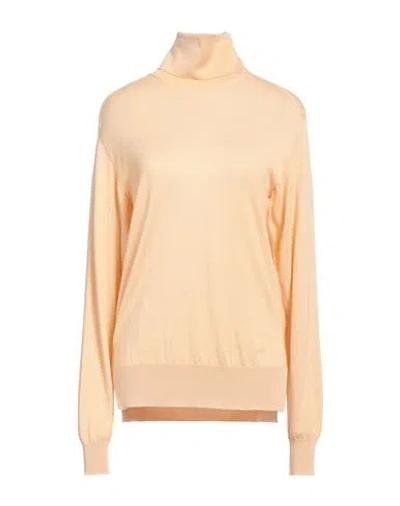 Jil Sander Woman Turtleneck Apricot Size 4 Cashmere, Virgin Wool, Silk In Orange