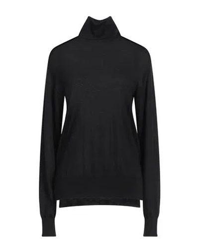 Jil Sander Woman Turtleneck Black Size 4 Cashmere, Virgin Wool, Silk