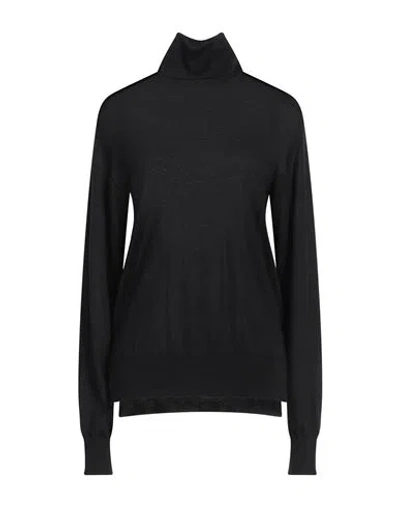 Jil Sander Woman Turtleneck Black Size 4 Cashmere, Virgin Wool, Silk In Black