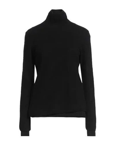 Jil Sander Woman Turtleneck Black Size 4 Wool, Cotton