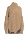 Jil Sander Woman Turtleneck Camel Size 6 Wool In Beige