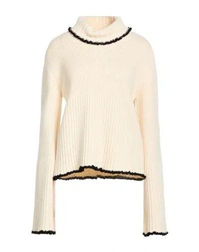 JIL SANDER JIL SANDER WOMAN TURTLENECK CREAM SIZE 10 VIRGIN WOOL, VISCOSE, POLYAMIDE