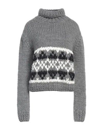 Jil Sander Gray Jacquard Turtleneck In 035 Medium Grey
