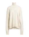 Jil Sander Woman Turtleneck Ivory Size 6 Cashmere, Cotton, Polyester In White