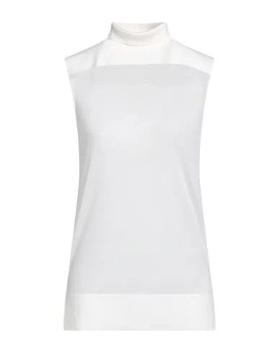 Jil Sander Woman Turtleneck Ivory Size 6 Virgin Wool, Polyamide, Elastane In White