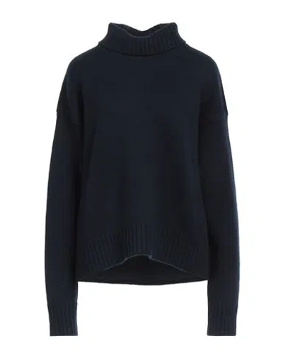 Jil Sander Woman Turtleneck Midnight Blue Size 8 Cashmere, Cotton, Polyester