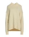 Jil Sander Woman Turtleneck Pastel Yellow Size 12 Cashmere, Cotton, Polyester