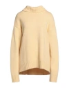 Jil Sander Woman Turtleneck Pastel Yellow Size 4 Cashmere, Cotton, Polyester