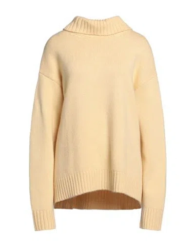 Jil Sander Woman Turtleneck Pastel Yellow Size 4 Cashmere, Cotton, Polyester