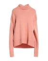 Jil Sander Woman Turtleneck Salmon Pink Size 4 Cashmere, Cotton, Polyester