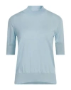 Jil Sander Woman Turtleneck Sky Blue Size 4 Cashmere, Virgin Wool, Silk In Blue