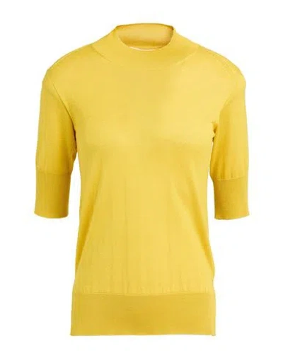 Jil Sander Woman Turtleneck Yellow Size 0 Cashmere, Virgin Wool, Silk