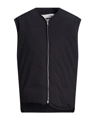 Jil Sander Woman Vest Black Size 14 Polyester In Blue