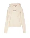 Jil Sander Woman's White Cotton Hoodie With Logo Print