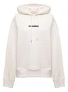 Jil Sander Logo Print Cotton Hoodie In Neutral