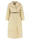 Jil Sander Tailored Coat With Belted Waist And Structured Shoulders In White