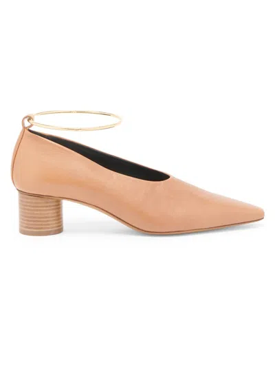 Jil Sander Women's 45mm Cylinder-heel Leather Pumps In Brown