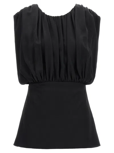 Jil Sander Black Structured Gathered Acetate Top In Multi