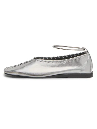 Jil Sander Women's Ballerina Leather Flats In Silver