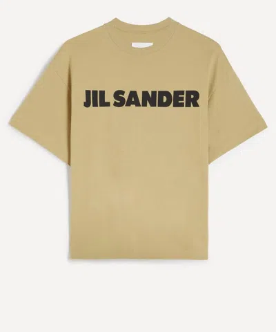 Jil Sander Women's Beige Logo T-shirt In Green